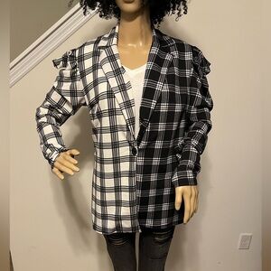 Womens black and white stripe blazer size small new